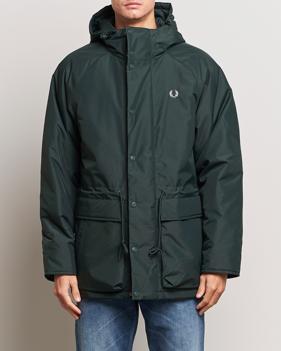 Men | Fred Perry | Fred Perry | Padded Zip Through Parka Night Green