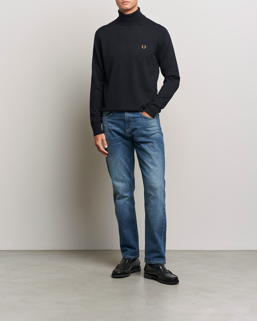 Men | Sweaters & Knitwear | Fred Perry | Knitted Rollneck Jumper Navy