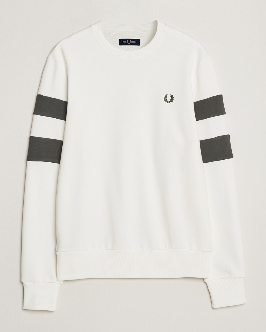 Men | Sweaters & Knitwear | Fred Perry | Tipped Sleeve Sweatshirt Snow Whiite
