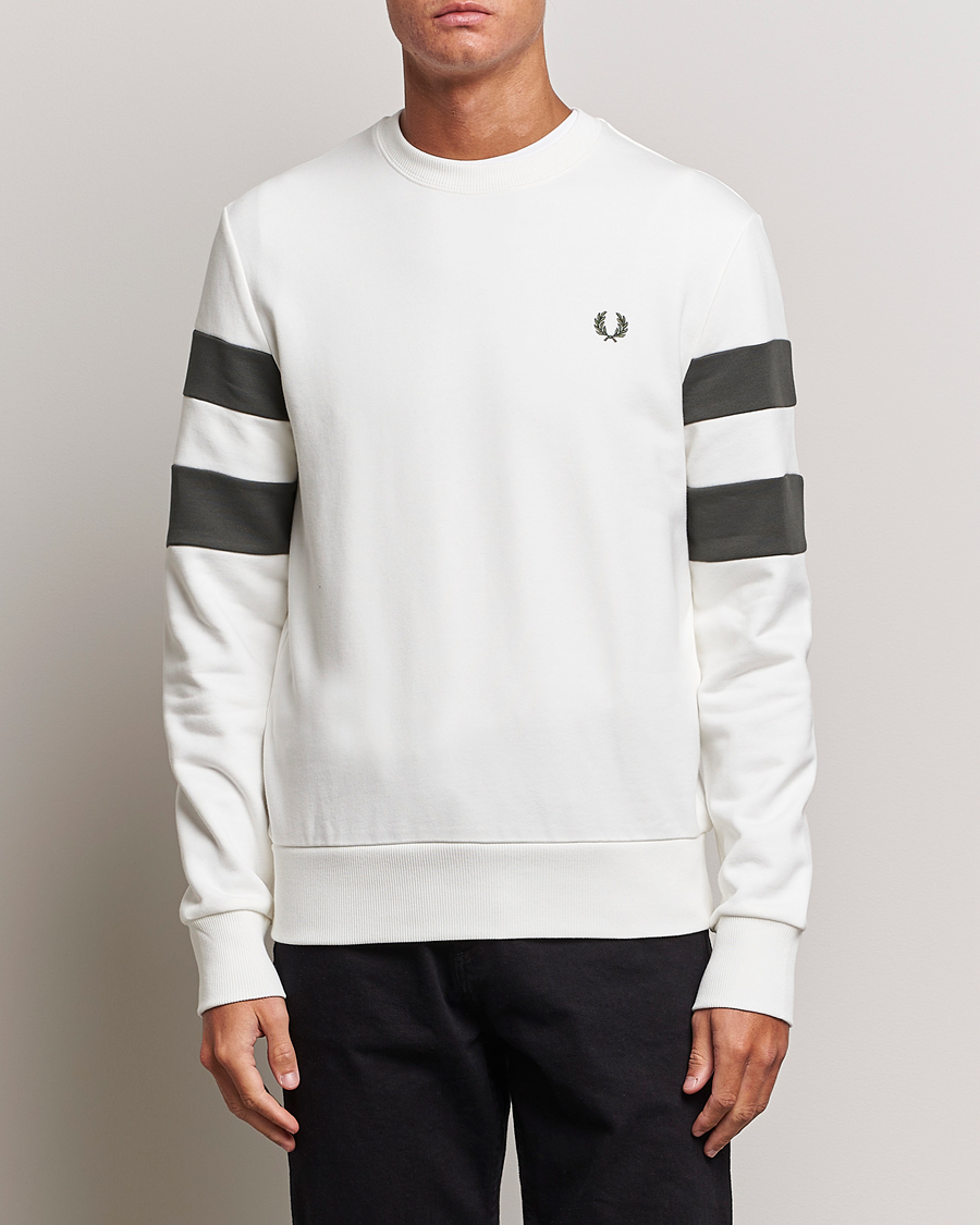 Men |  | Fred Perry | Tipped Sleeve Sweatshirt Snow Whiite
