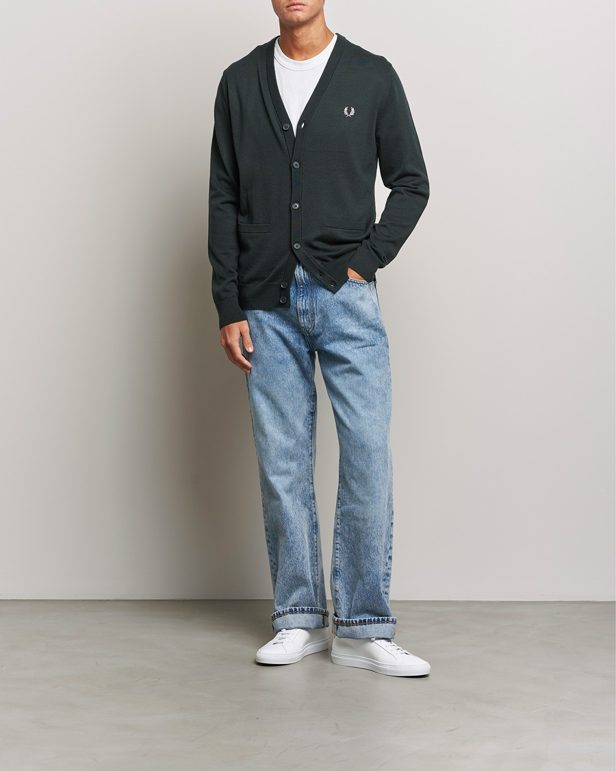 Men | Sweaters & Knitwear | Fred Perry | Knitted Cardigan Night Green