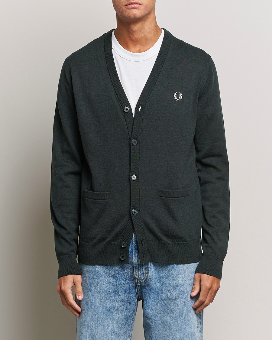 Men | Cardigans | Fred Perry | Knitted Cardigan Night Green