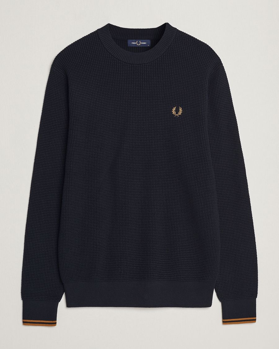 Men | Sweaters & Knitwear | Fred Perry | Waffle Stitch Jumper Navy