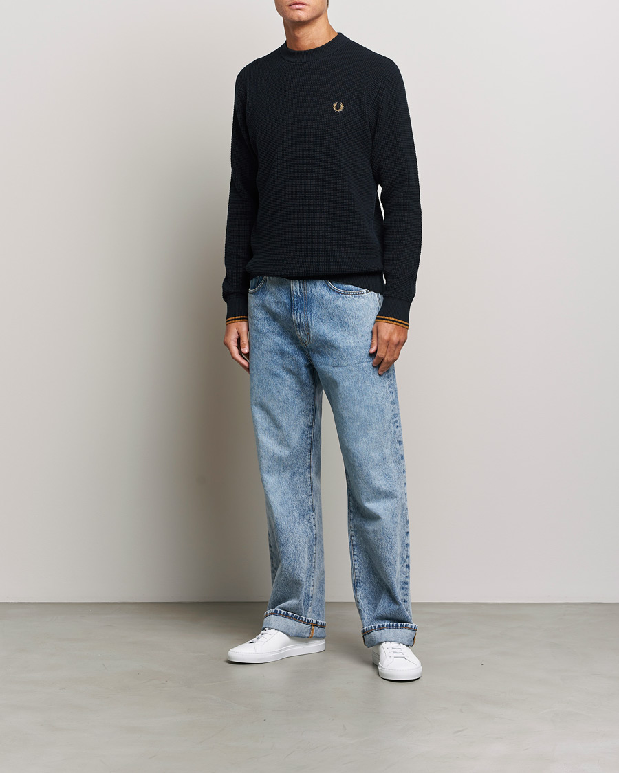 Men | Sweaters & Knitwear | Fred Perry | Waffle Stitch Jumper Navy