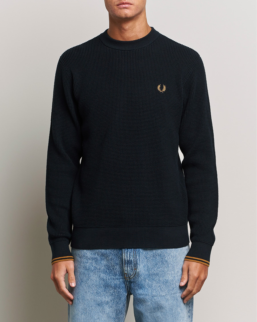 Men |  | Fred Perry | Waffle Stitch Jumper Navy
