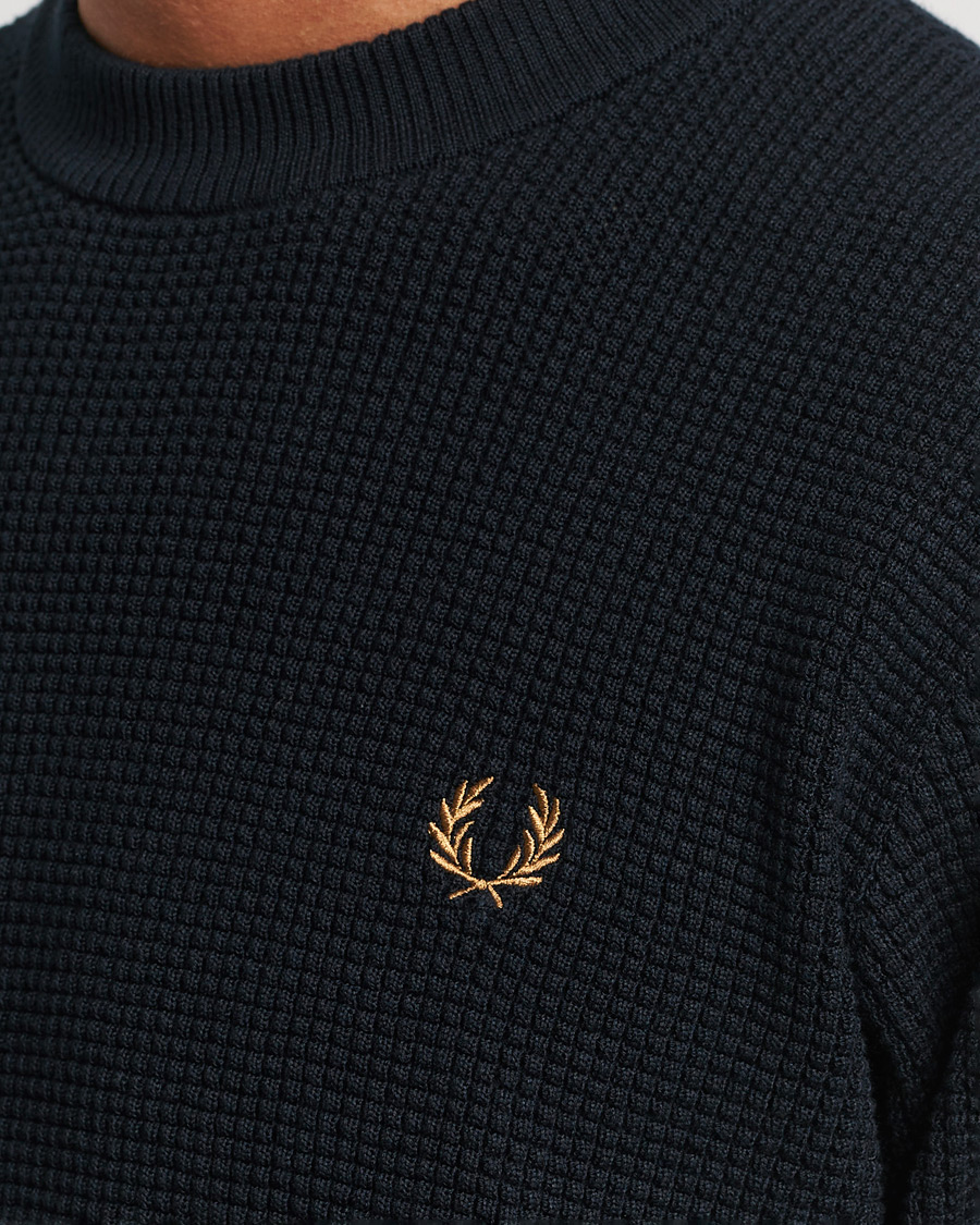 Men | Sweaters & Knitwear | Fred Perry | Waffle Stitch Jumper Navy
