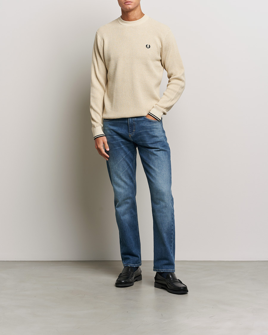 Fred Perry Waffle Stitch Jumper Oatmeal at CareOfCarl.com