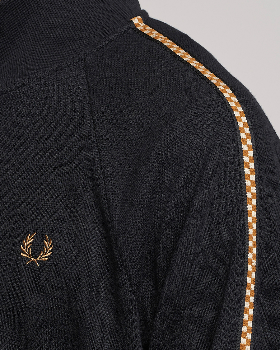 Men | Sweaters & Knitwear | Fred Perry | Checkboard Taped Zip Through Jacket Black