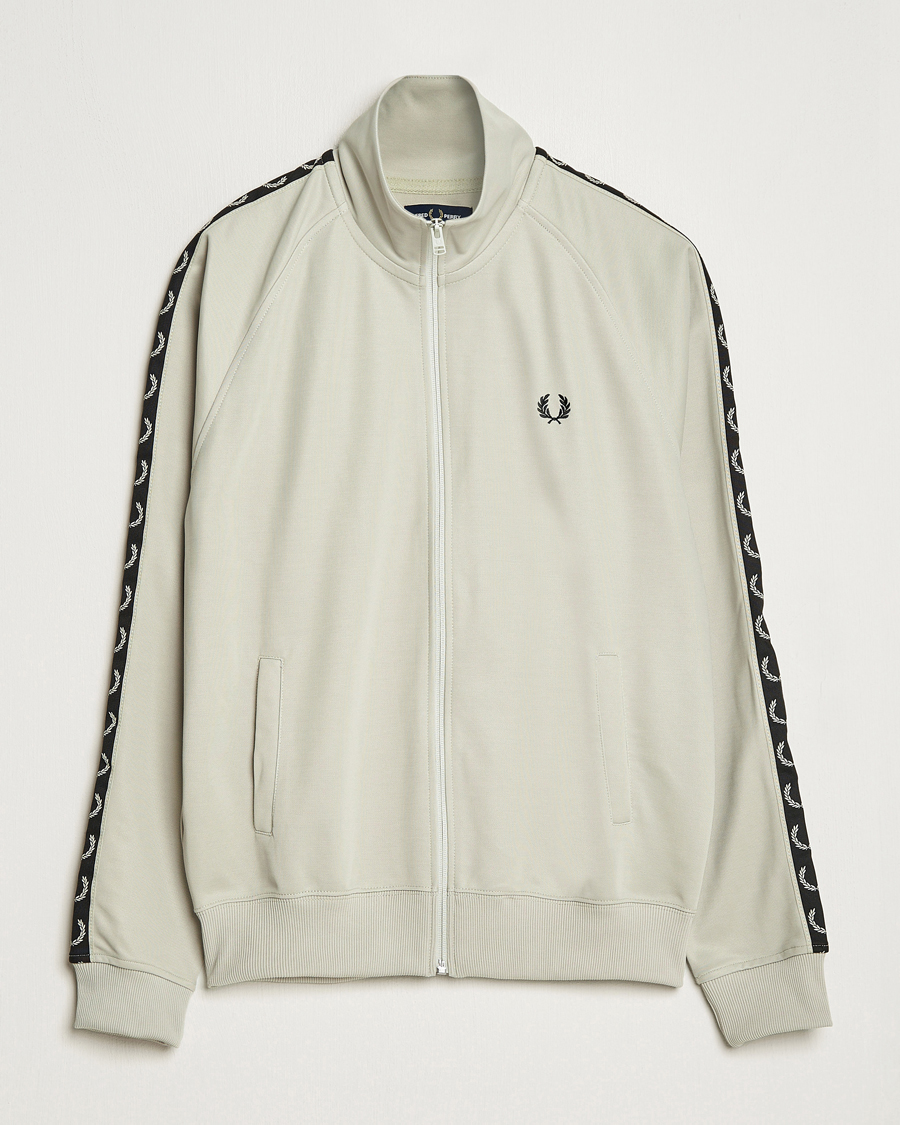 Men | Sweaters & Knitwear | Fred Perry | Taped Track Jacket Light Oyster