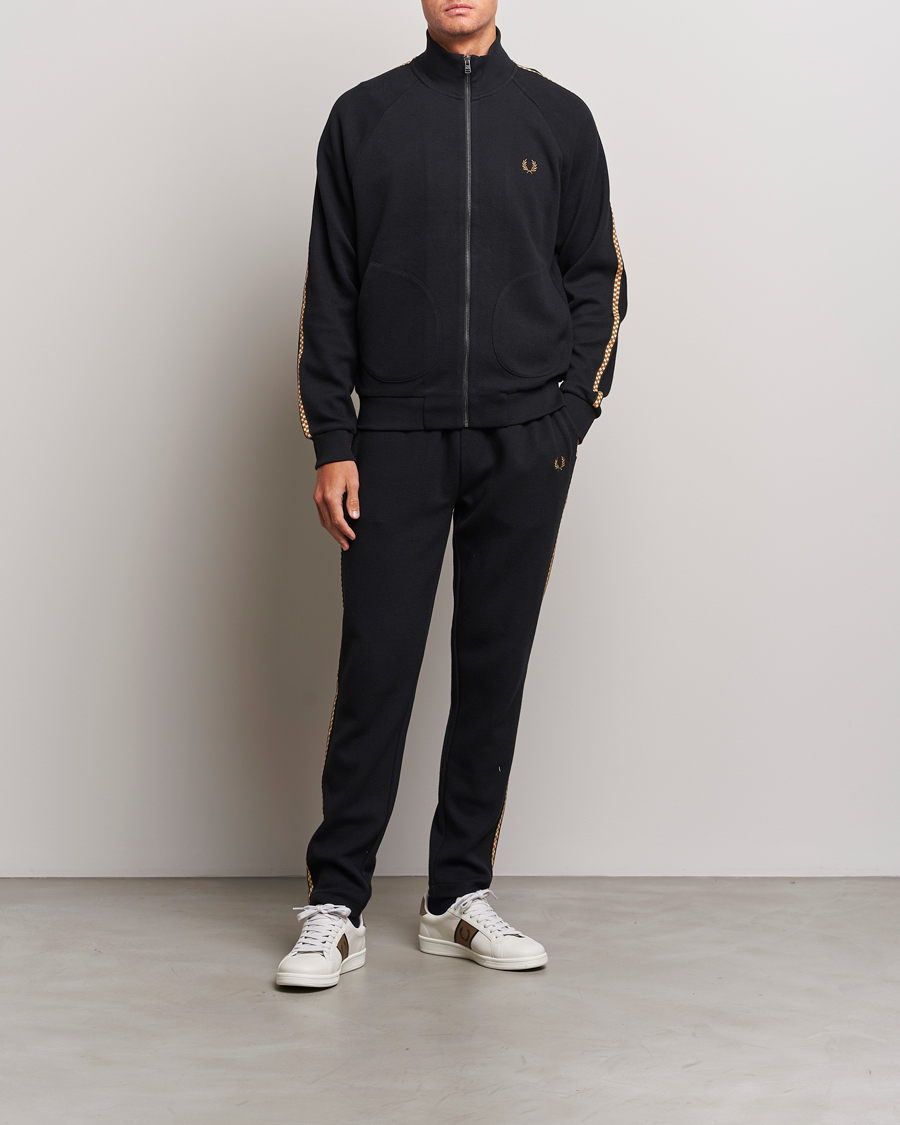 Men | Trousers | Fred Perry | Checkboard Taped Taped Trackpant Black