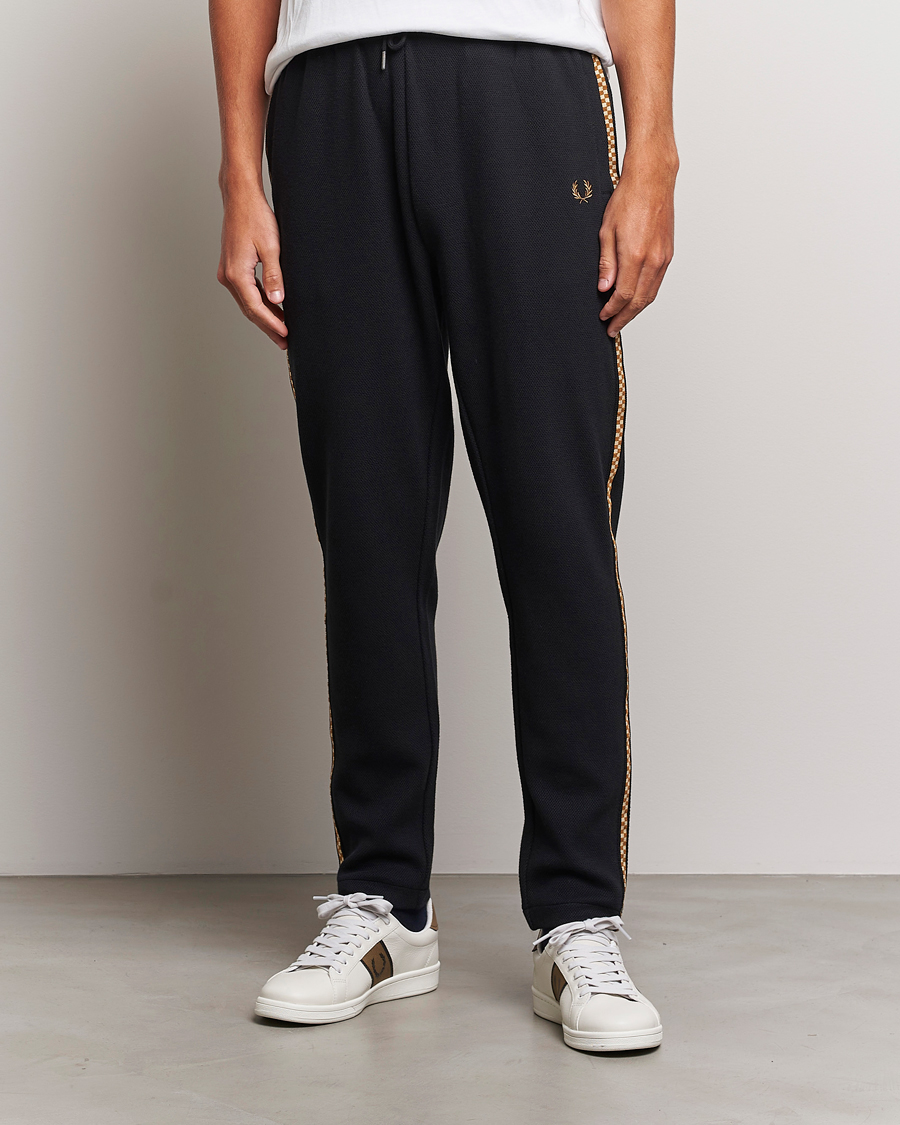 Men | Trousers | Fred Perry | Checkboard Taped Taped Trackpant Black