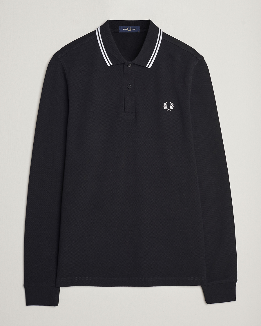 Men | Polo Shirts | Fred Perry | Long Sleeve Twin Tipped Shirt Black