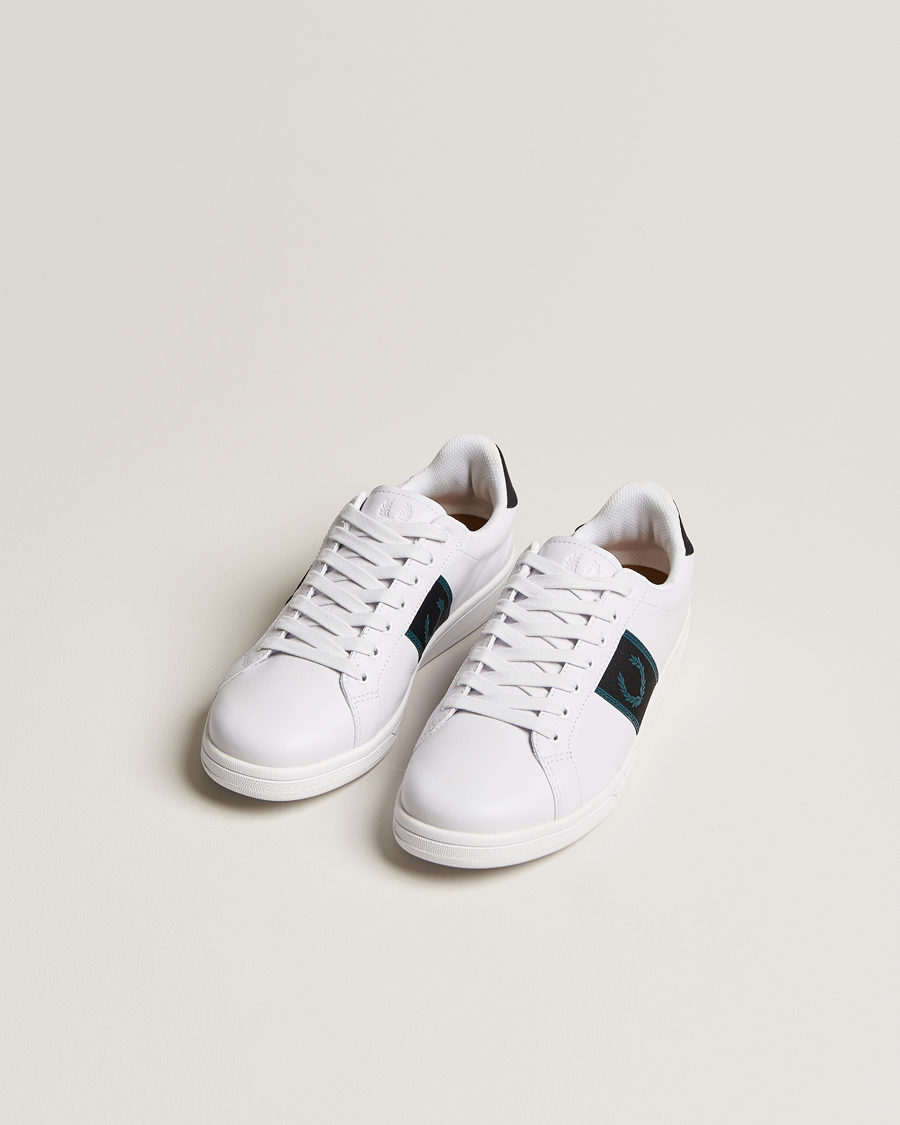 Men |  | Fred Perry | B721 Leather Sneaker White/Petrol Blue