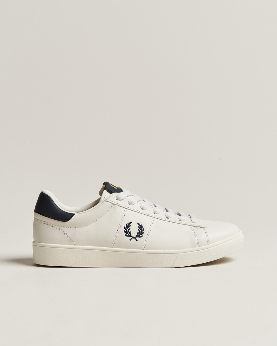 Men | White Sneakers | Fred Perry | Spencer Leather Sneakers Porcelain/Navy