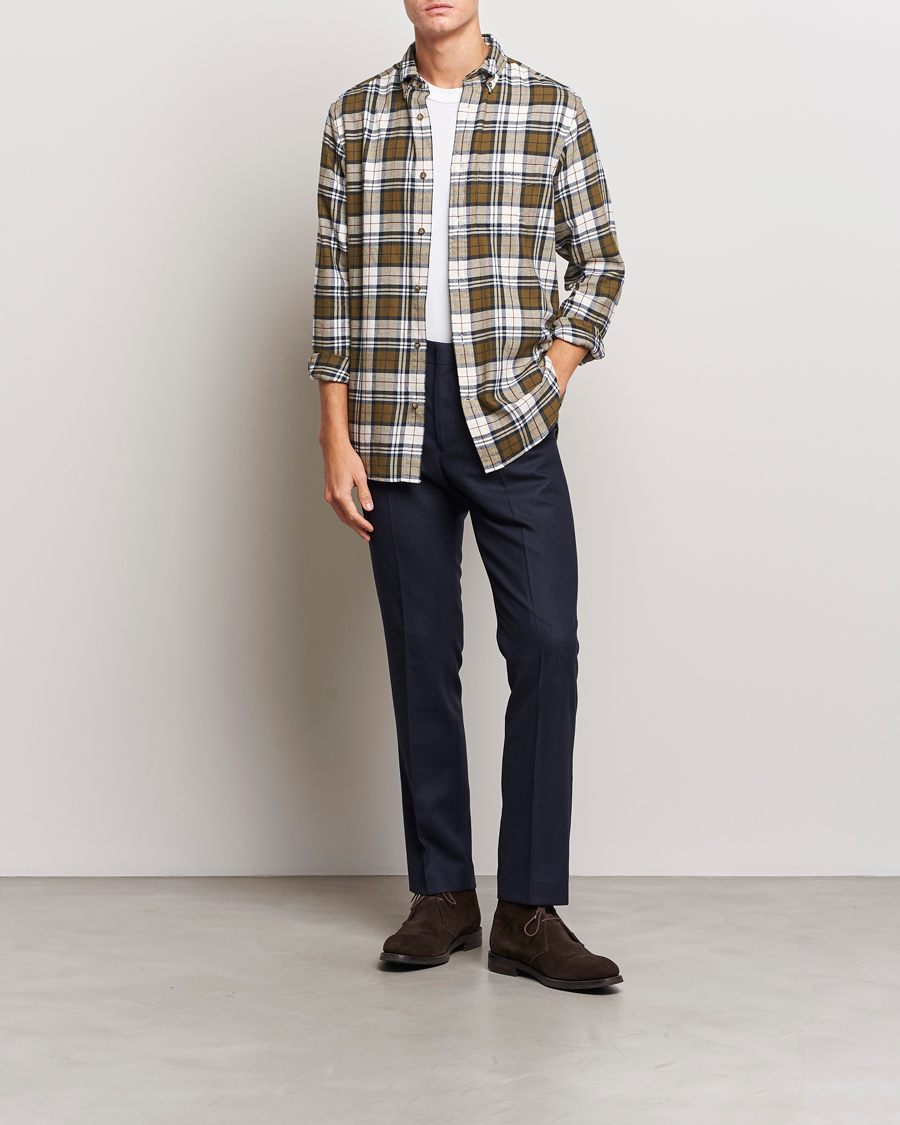 Men | Shirts | GANT | Regular Fit Flannel Checked Shirt Dark Cactus