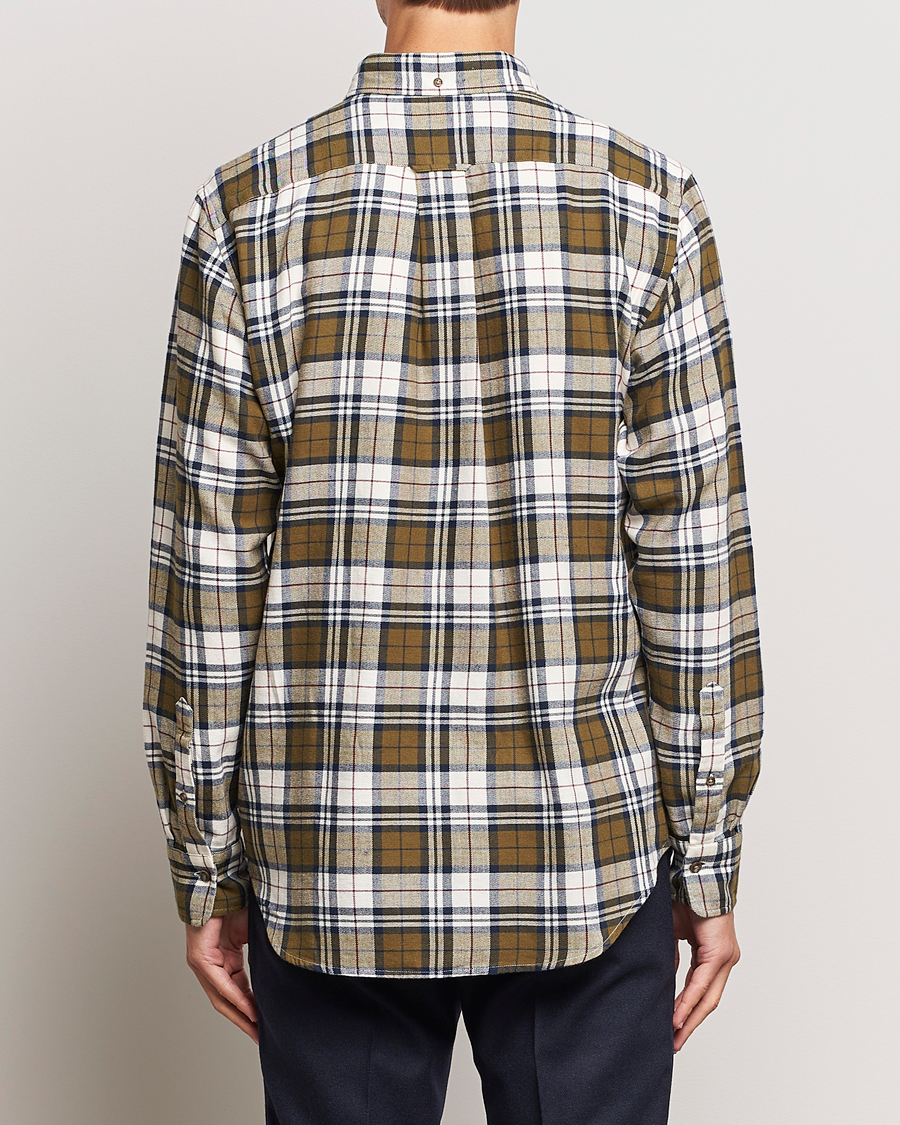 Men | Shirts | GANT | Regular Fit Flannel Checked Shirt Dark Cactus