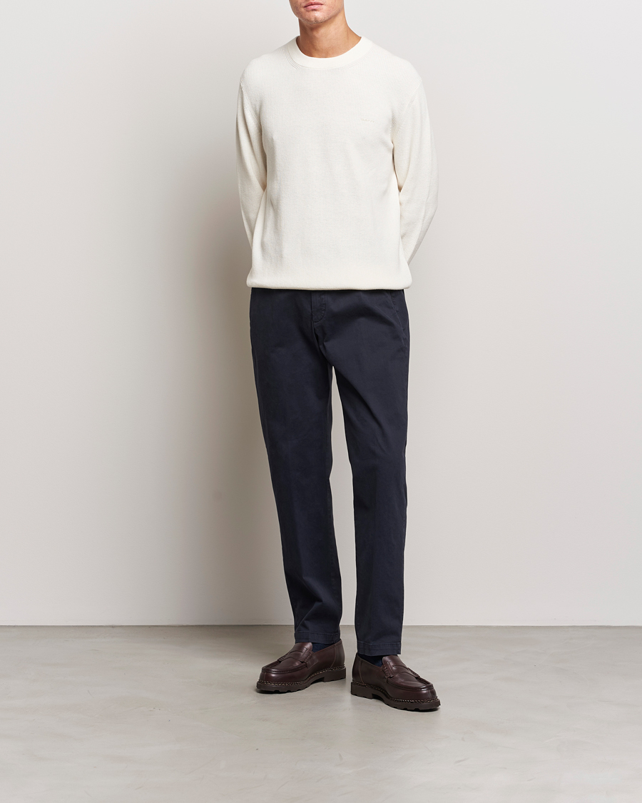 Men | Sweaters & Knitwear | GANT | Cotton/Wool Rib Knitted Crew Neck Cream