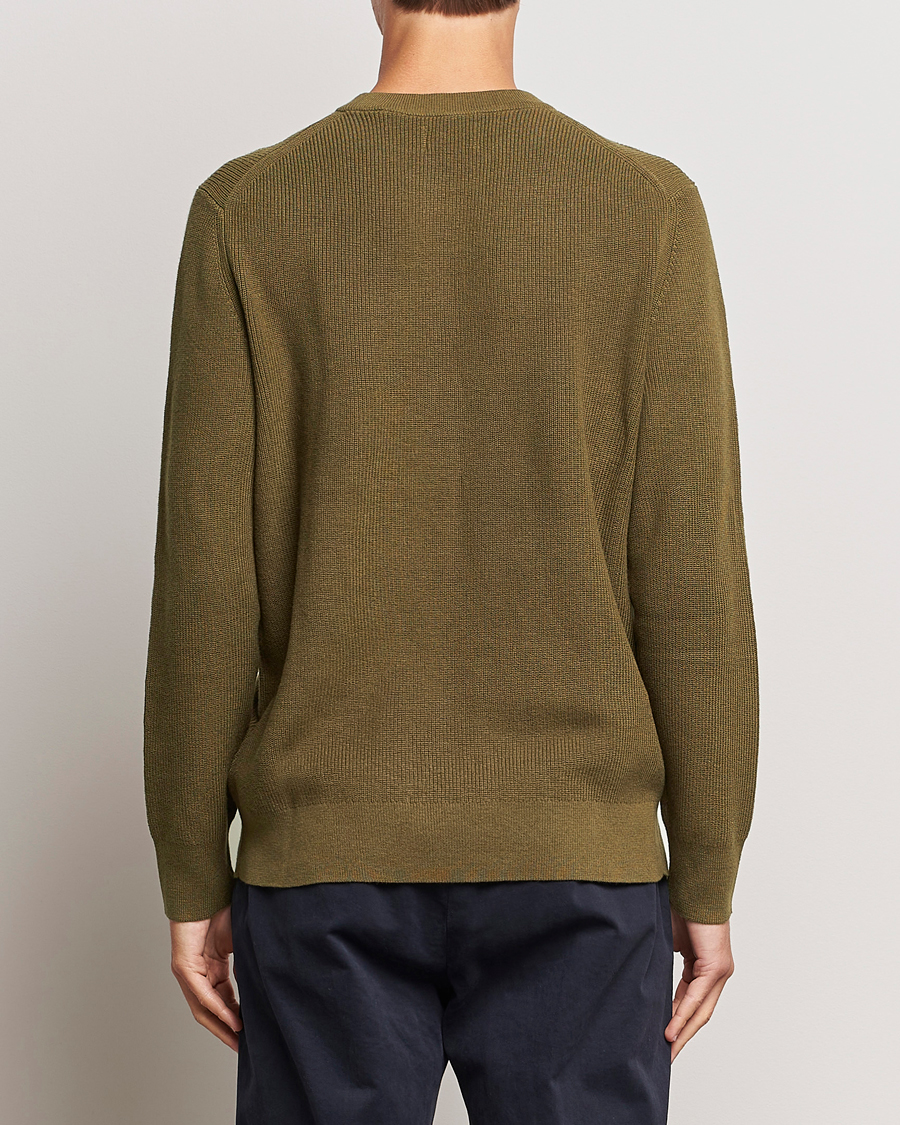 Men | Sweaters & Knitwear | GANT | Cotton/Wool Rib Knitted Crew Neck Dark Cactus