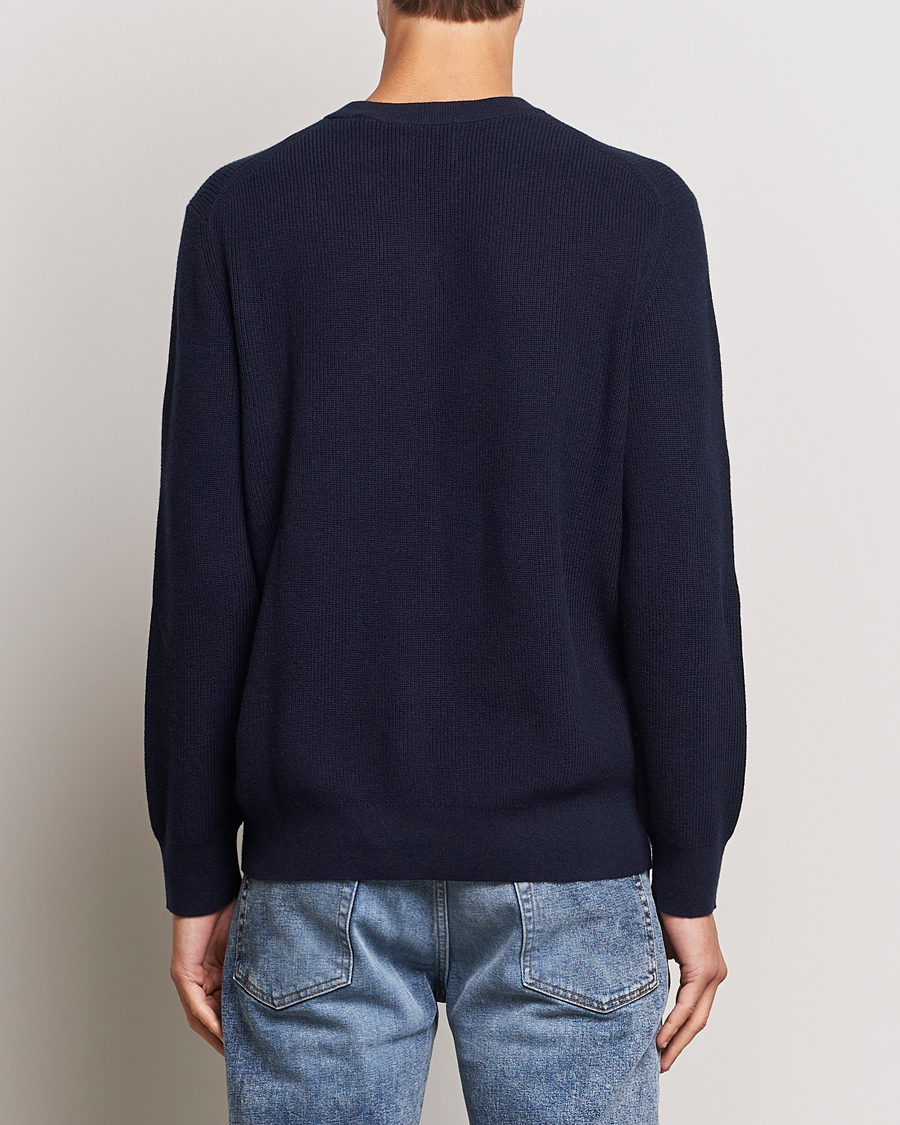 Men | Sweaters & Knitwear | GANT | Cotton/Wool Rib Knitted Crew Neck Evening Blue