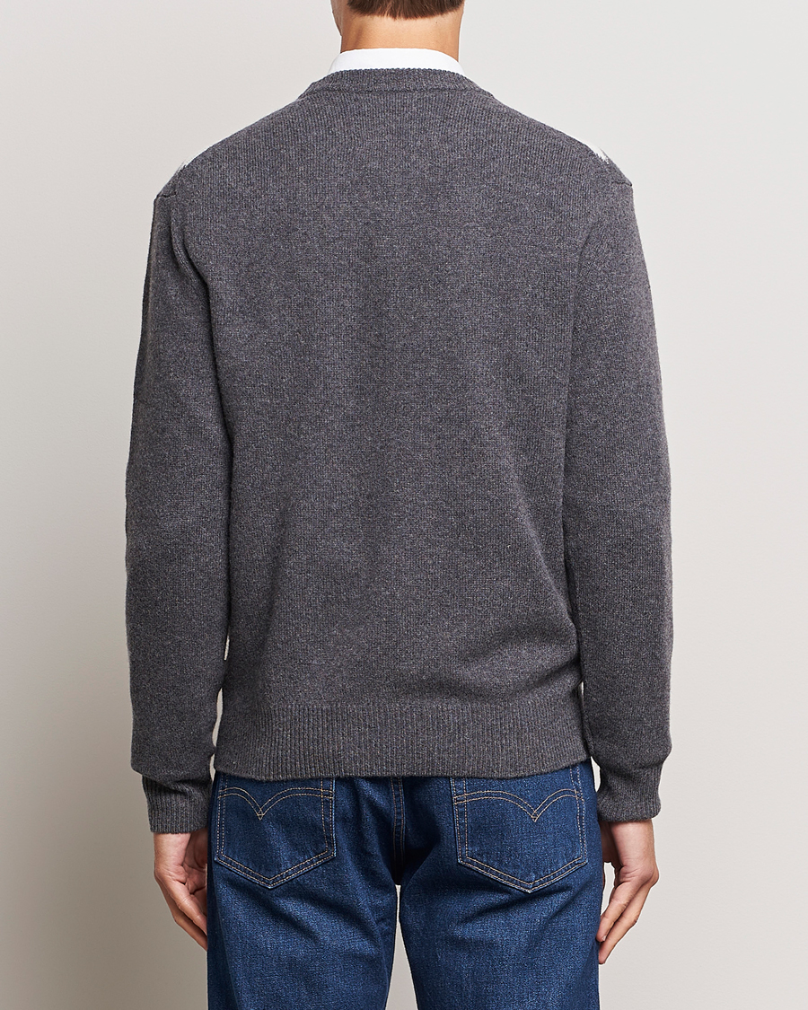 Men | Sweaters & Knitwear | GANT | Lambswool Argyle Crew Neck Sweater Charcoal Melange