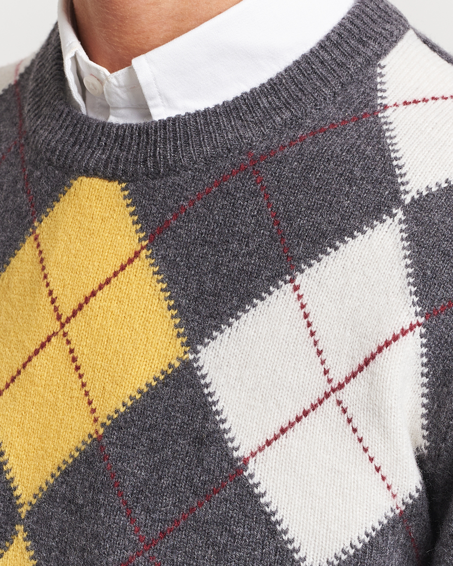 Men | Sweaters & Knitwear | GANT | Lambswool Argyle Crew Neck Sweater Charcoal Melange