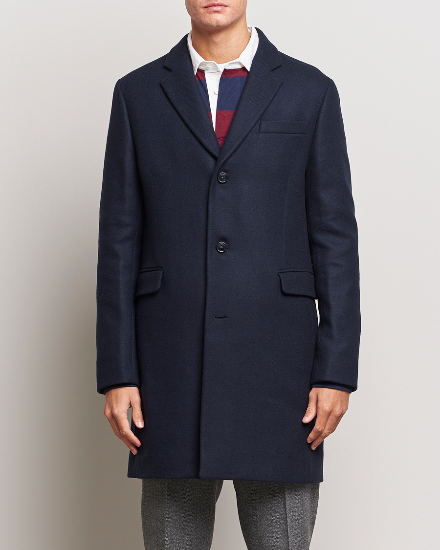 Men | Coats | GANT | Tailored Wool Coat Night Blue