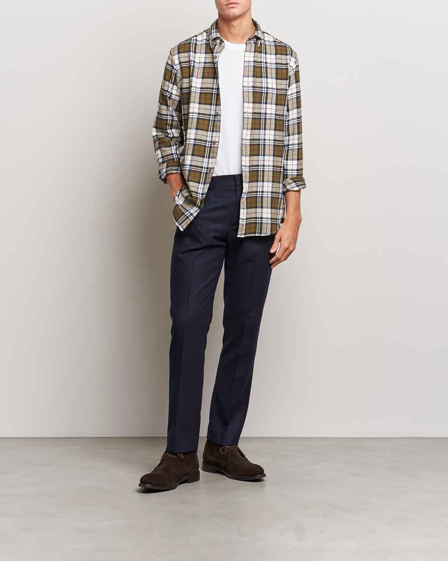 Men | Trousers | GANT | Slim Flannel Pants Evening Blue