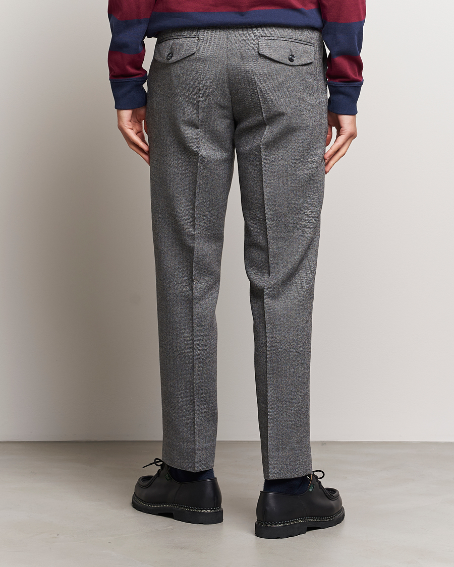 GANT Tapered Herringbone Wool Pants Black at CareOfCarl.com