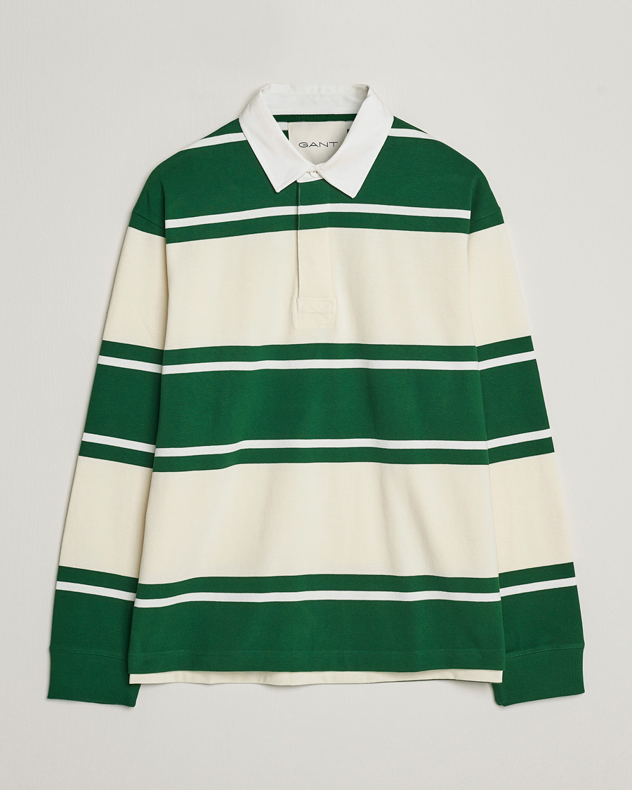 Men | Sweaters & Knitwear | GANT | Striped Heavy Rugger Strong Green