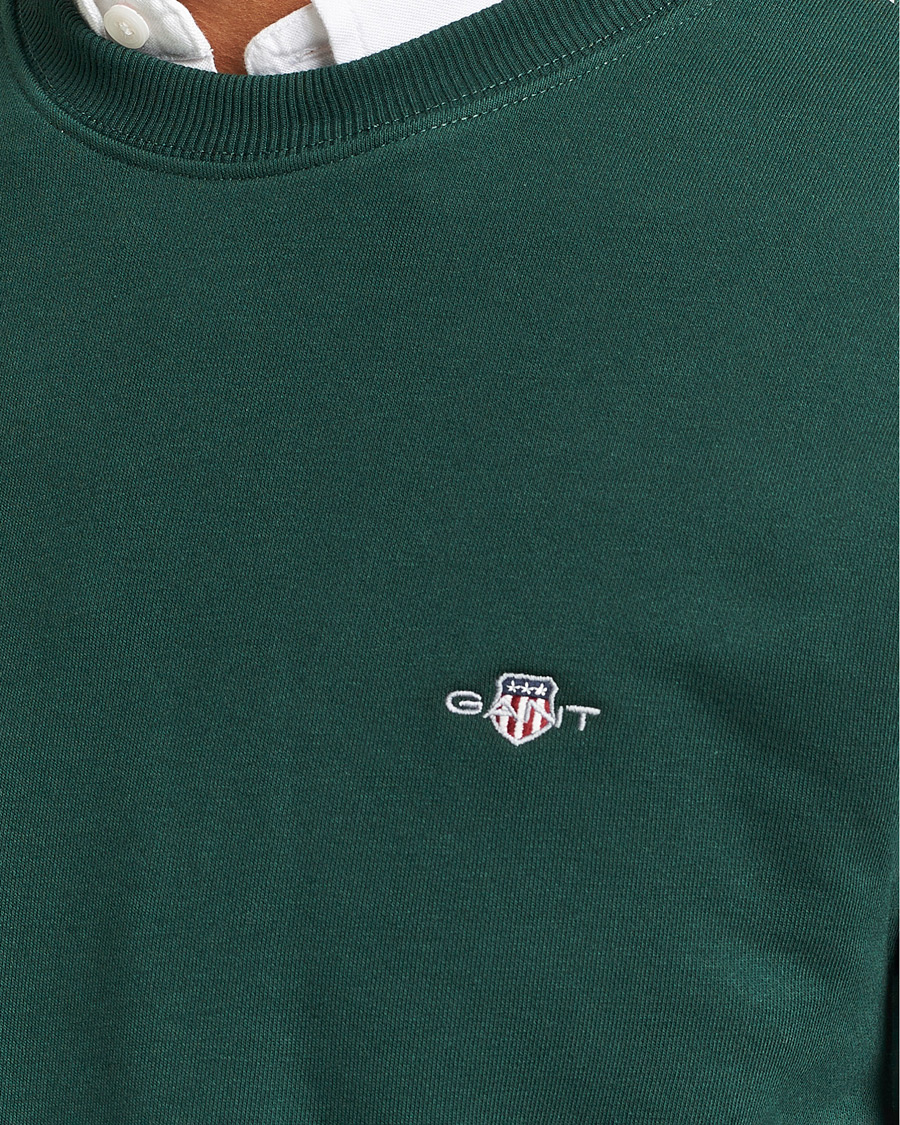 Men | Sweaters & Knitwear | GANT | Original Crew Neck Sweatshirt Tartan Green