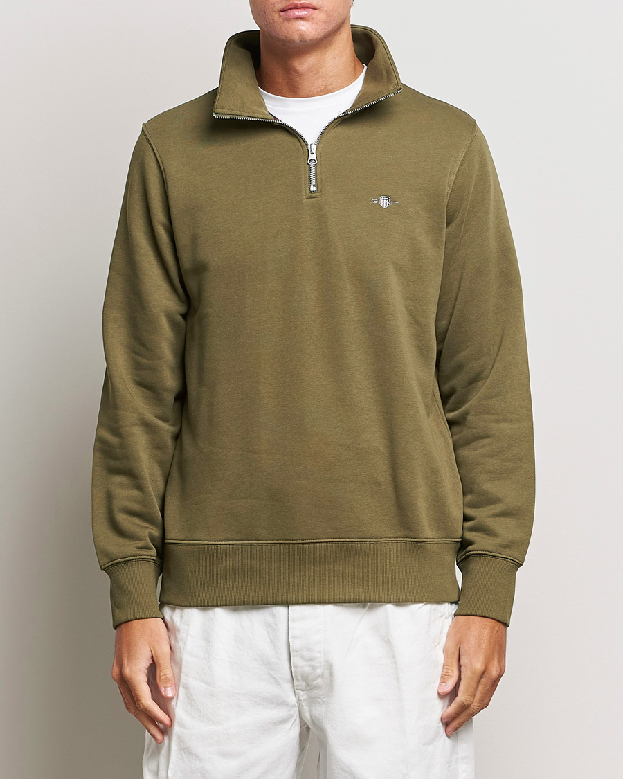 Men | Sweaters & Knitwear | GANT | Original Half Zip Sweater Juniper Green