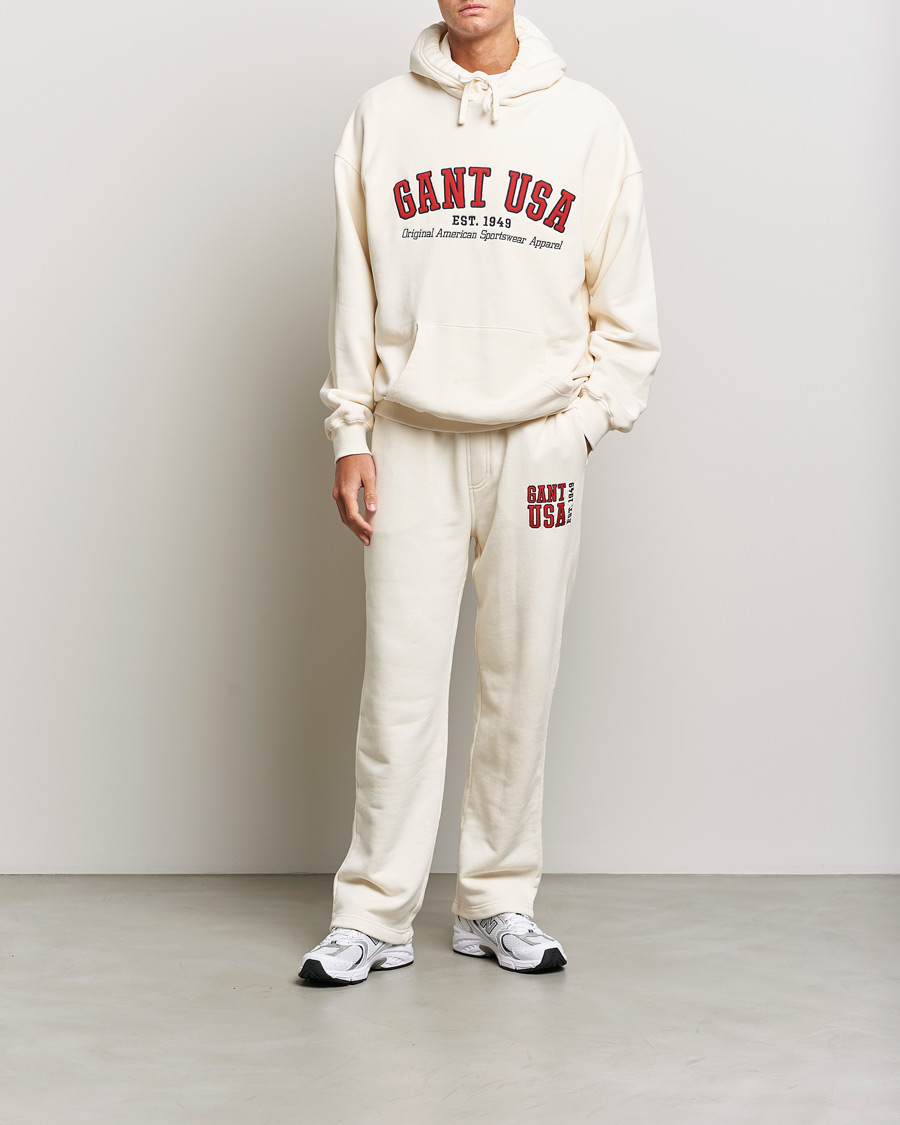 Men | Sweaters & Knitwear | GANT | USA Hoodie Cream