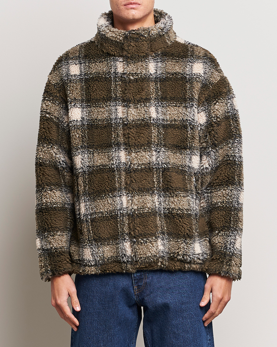 Men | Fleece Sweaters | GANT | Checked Shepra Fleece Full Zip Multi