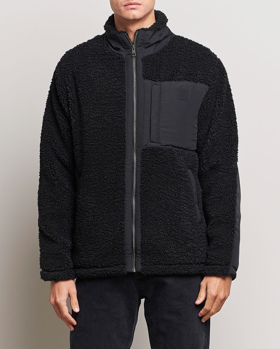 Men | Fleece Sweaters | GANT | Sherpa Fleece Full Zip Black