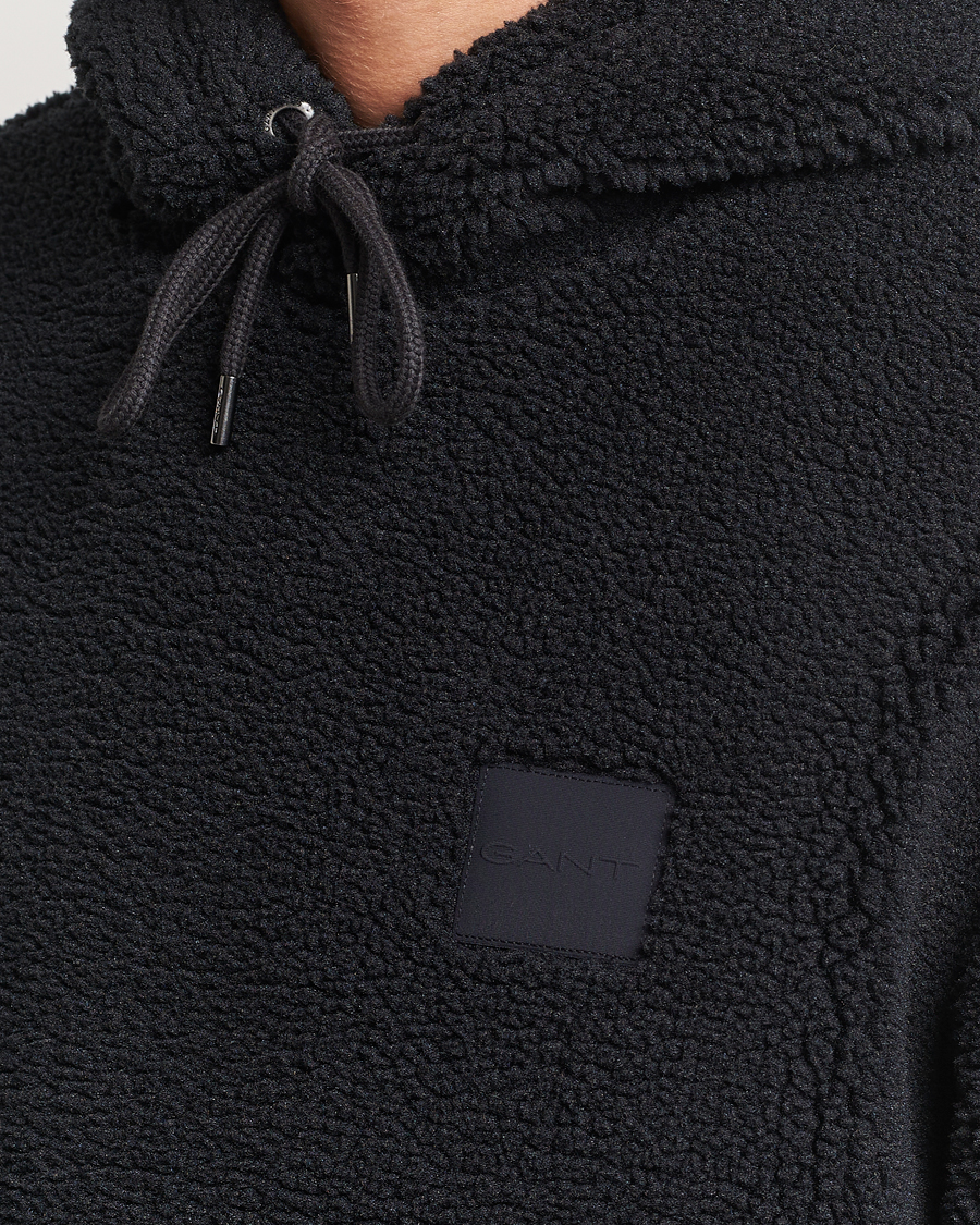 Men | Sweaters & Knitwear | GANT | Sherpa Fleece Hoodie Black