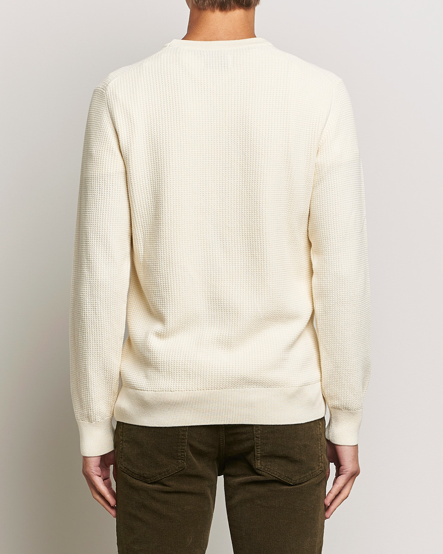 Men | Sweaters & Knitwear | GANT | Cotton Micro Textured Crew Neck Cream