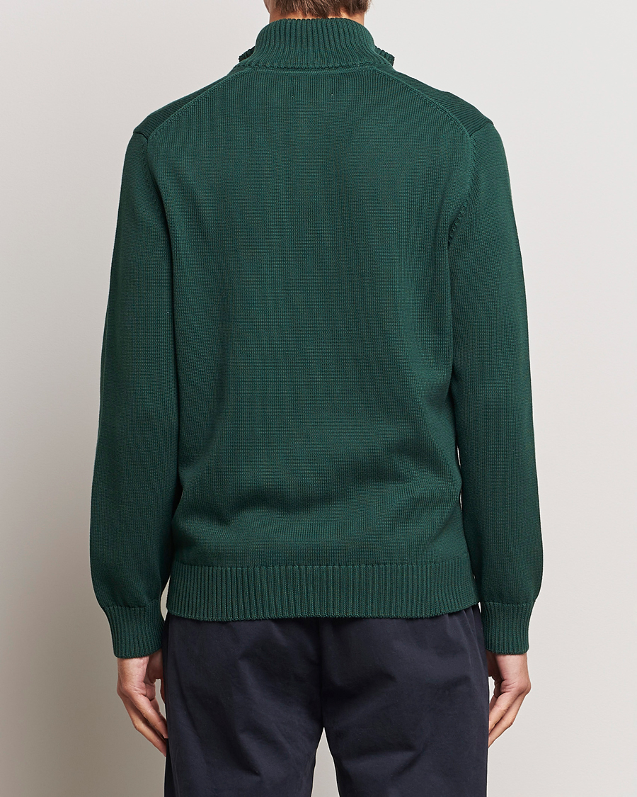 Men | Sweaters & Knitwear | GANT | Cotton Half Zip Tartan Green