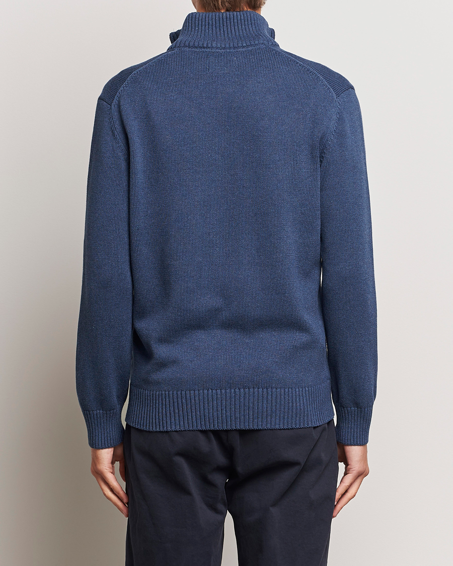 Men | Sweaters & Knitwear | GANT | Cotton Half Zip Marine Melange
