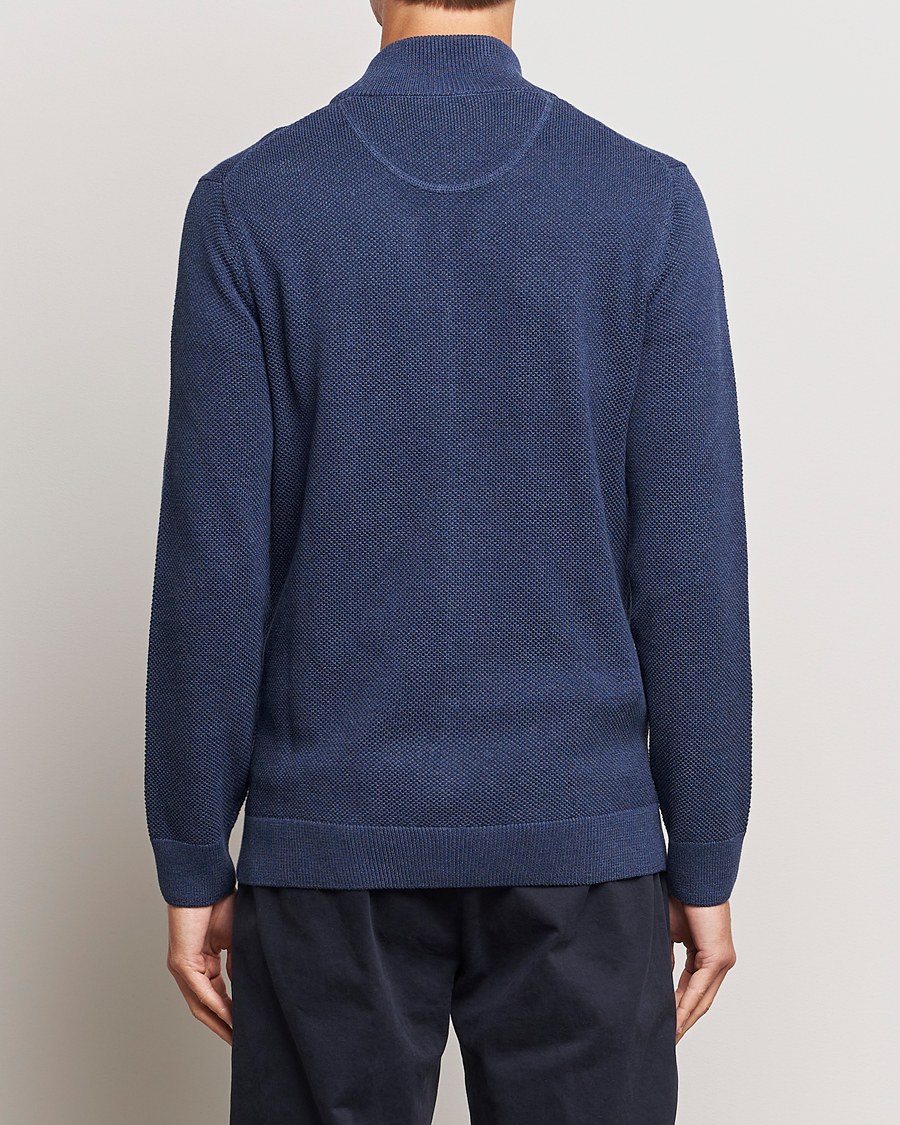 Men | Sweaters & Knitwear | GANT | Cotton Pique Full Zip Marine Melange