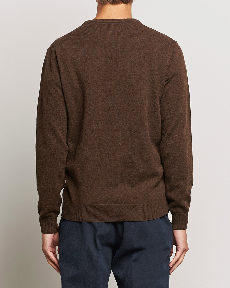 Men | Sweaters & Knitwear | GANT | Lambswool Crew Neck Pullover Dark Brown Melange