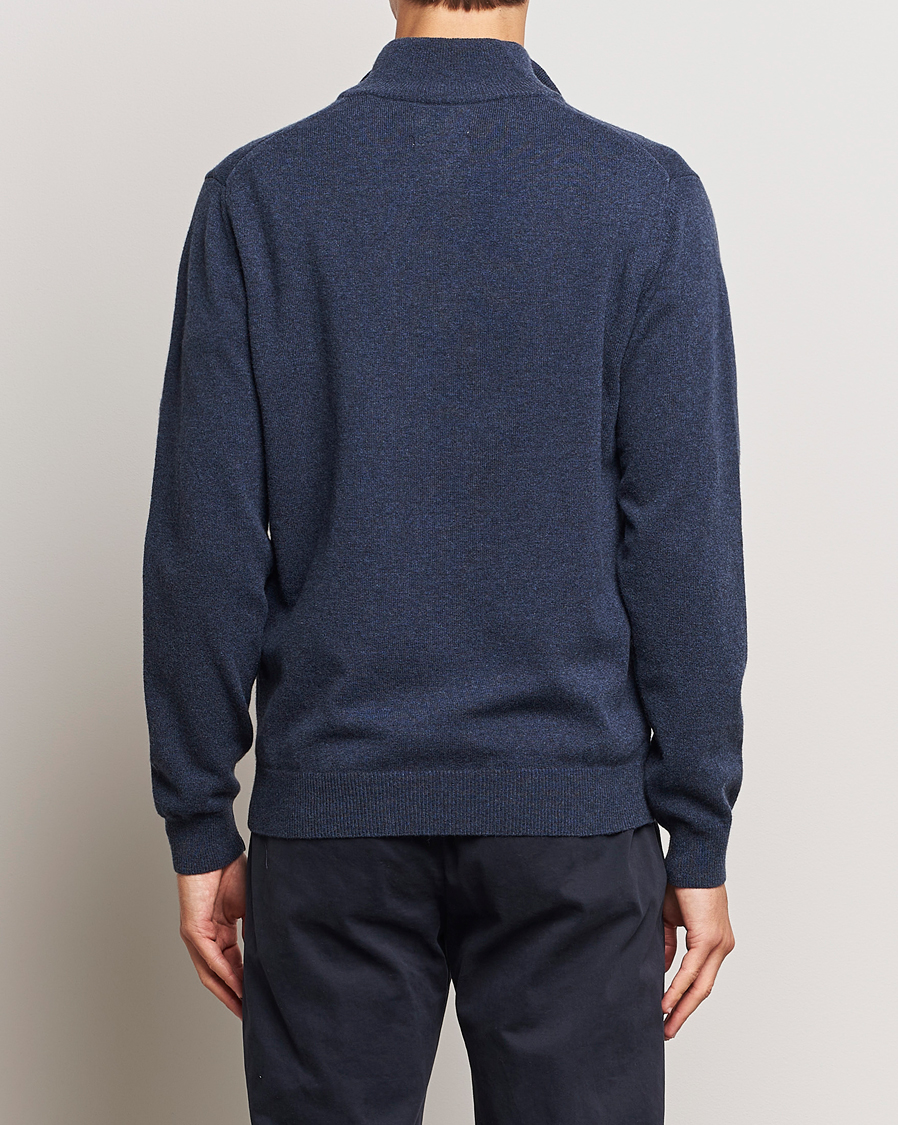Men | Sweaters & Knitwear | GANT | Lambswool Half Zip Dark Navy Melange