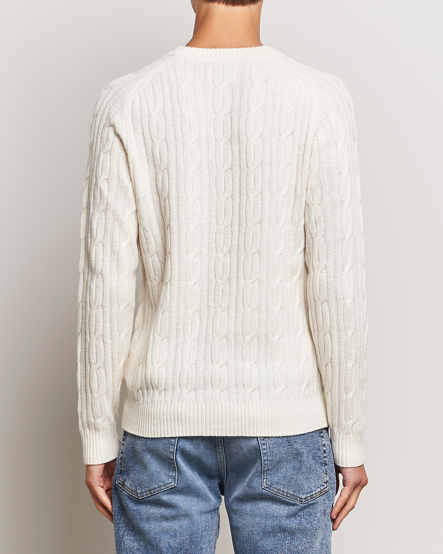 Men | Sweaters & Knitwear | GANT | Lambswool Cable Crew Neck Pullover Cream