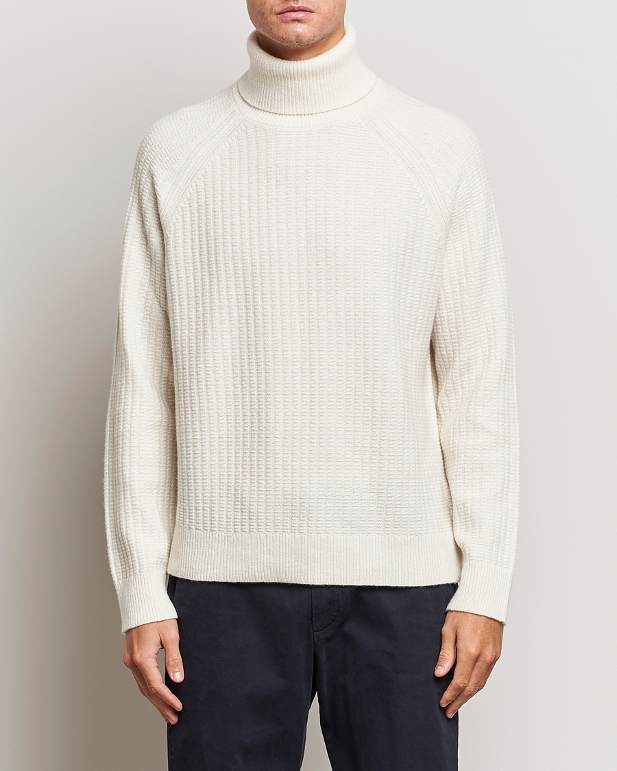 Men | Sweaters & Knitwear | GANT | Lambswool Textured Rollneck Cream