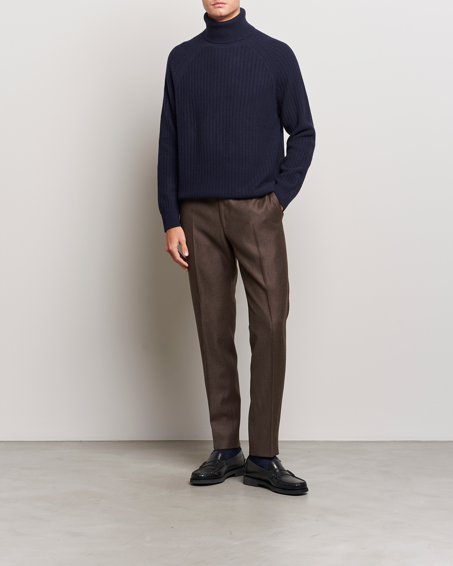 Men | Sweaters & Knitwear | GANT | Lambswool Textured Rollneck Evening Blue