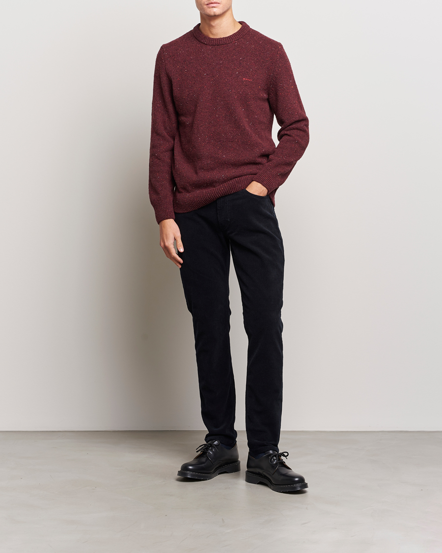 Men | Sweaters & Knitwear | GANT | Neps Donegal Crew Neck Sweater Plumped Red