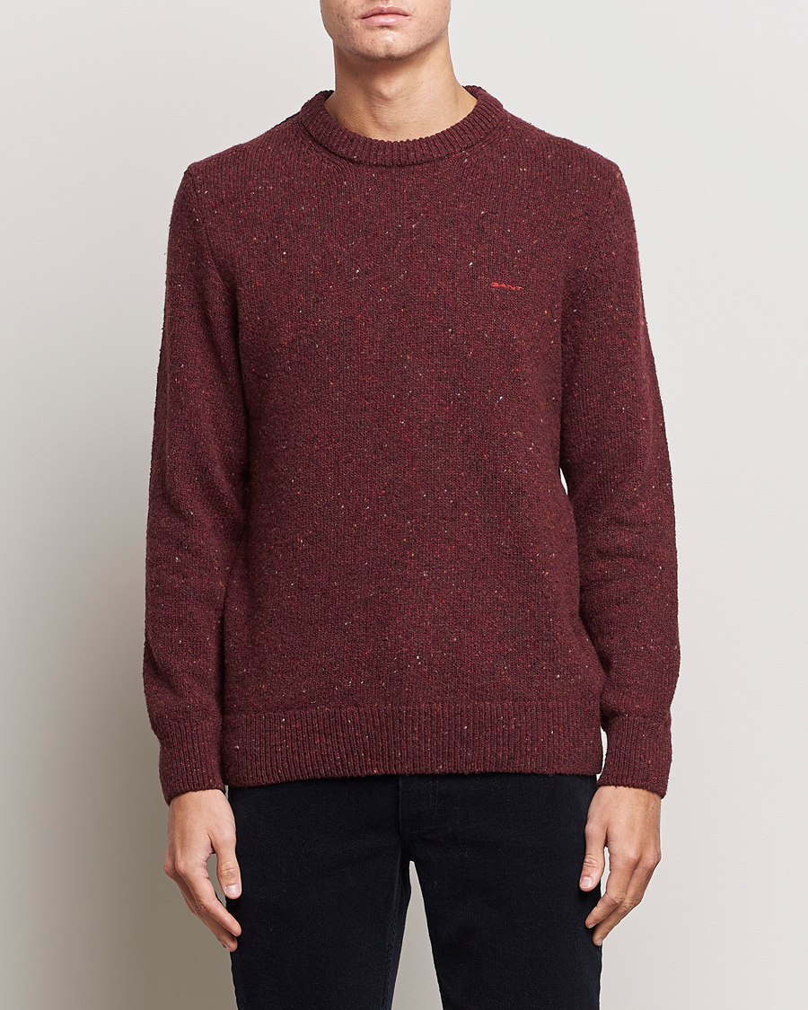 Men | Knitted Jumpers | GANT | Neps Donegal Crew Neck Sweater Plumped Red