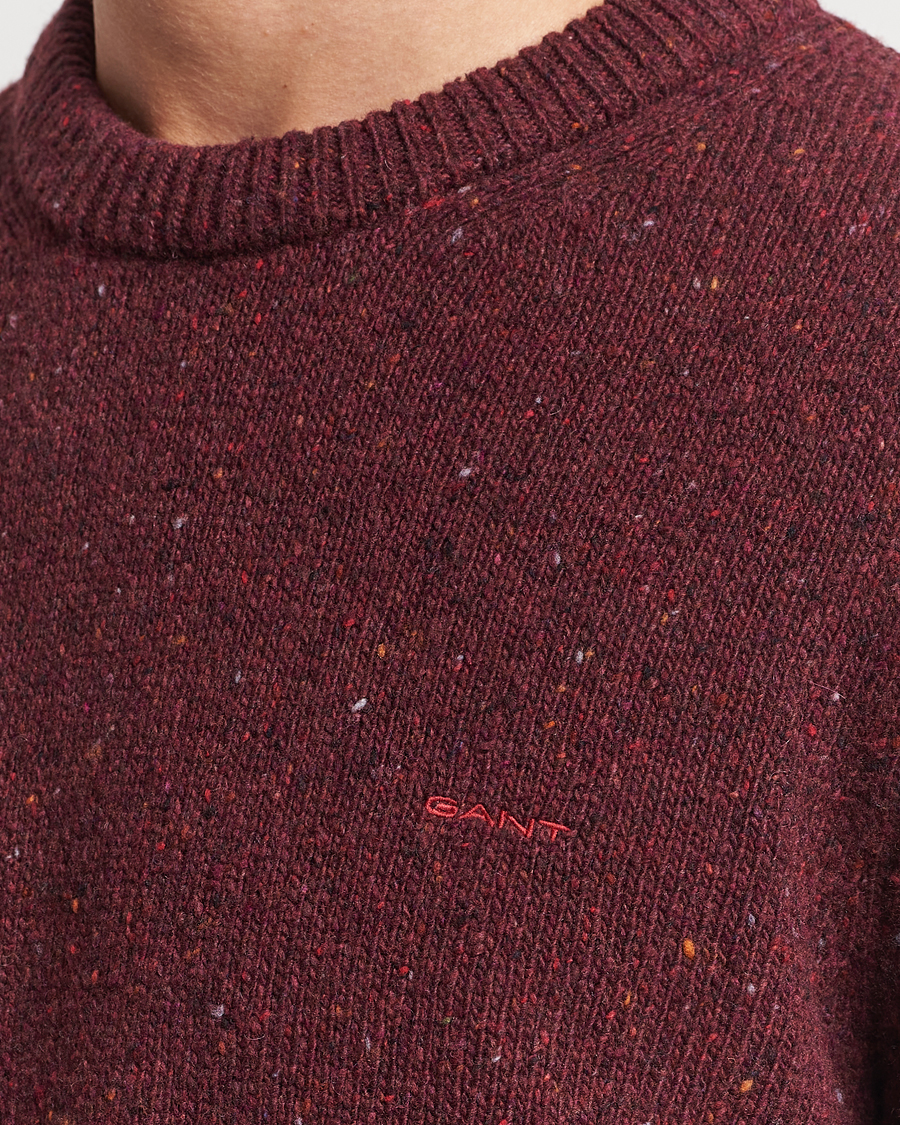 Men | Sweaters & Knitwear | GANT | Neps Donegal Crew Neck Sweater Plumped Red