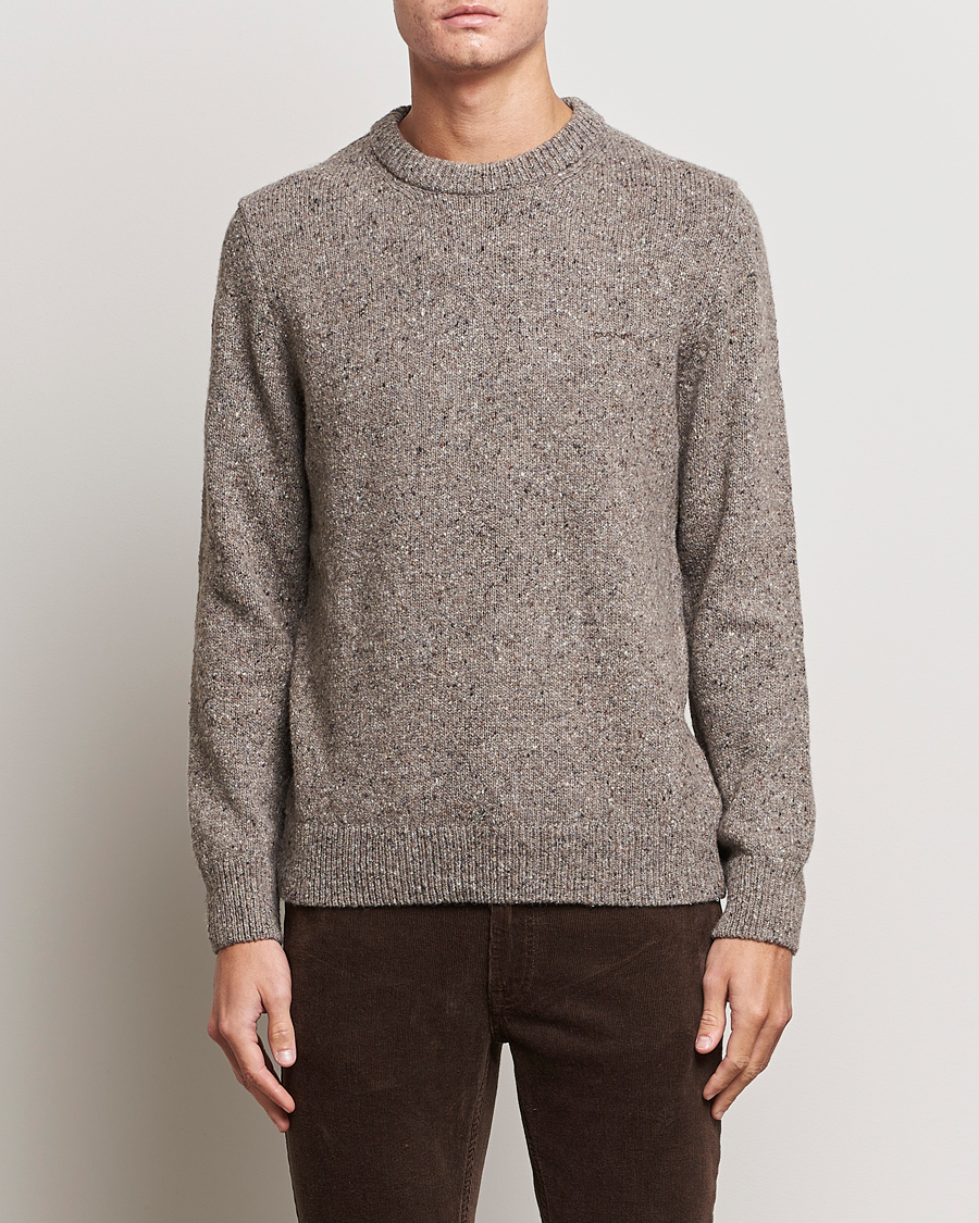 Men | Knitted Jumpers | GANT | Neps Donegal Crew Neck Sweater Dark Grey