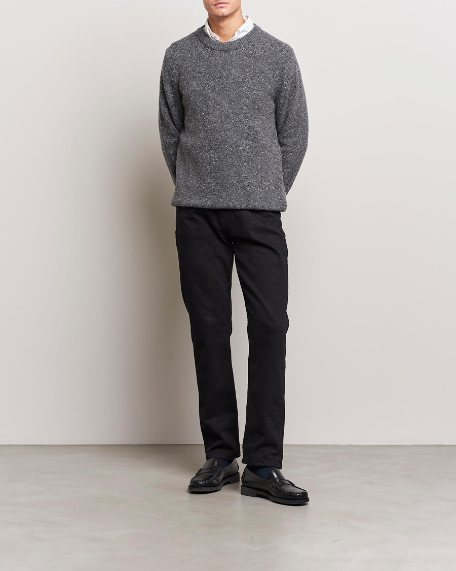 Men | Sweaters & Knitwear | GANT | Neps Donegal Crew Neck Sweater Antracite