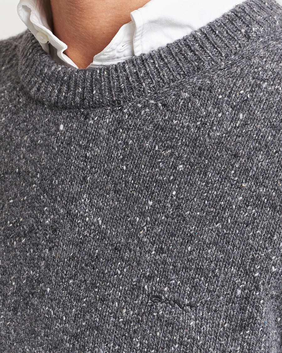 Men | Sweaters & Knitwear | GANT | Neps Donegal Crew Neck Sweater Antracite